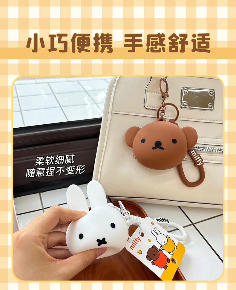 Kawaii Miffy Silicone Coin Purse Cute Mini Earphone Case Pendant Boris Coin Storage Bag Toy Gift for Gril