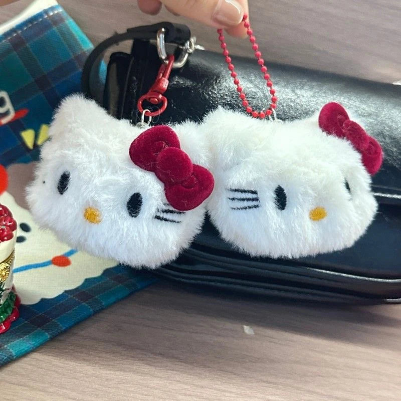 Sanrio Hello Kitty Plush Keychain Kawaii Backpack Pendant Soft Stuffed Doll Anime Cartoon Accessories Key Ring For Girls Gifts