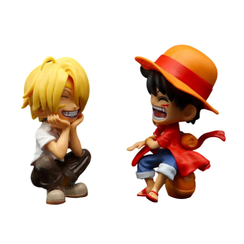 13cm Anime Figure One Piece Monkey D Luffy Roronoa Zoro Kawaii Toys Car Decoration PVC Model Gift