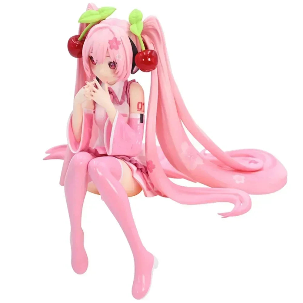 Hatsune Miku Anime figure Pink dress PVC model action toys Cherry pink cherry blossom decoration collect gifts