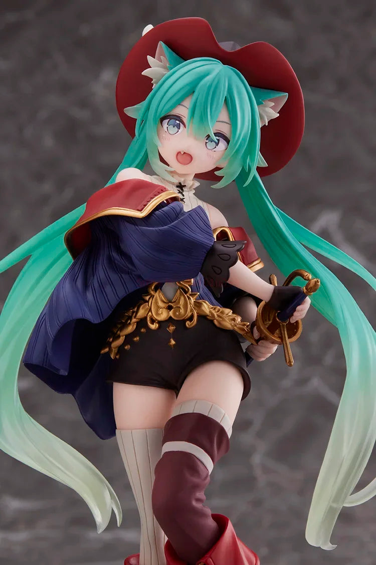 Taito Hatsune Miku Figure Wonderland Puss In Boots Anime Action Figurines Collection Model Statue Doll Toys Kid Gift