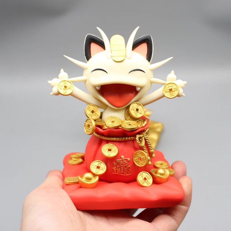 13cm Pokemon Meowth Sprinkle Gold Coins Anime Figure Model Gk Statue Boys Collection Desktop Decoration Ornament Cute Toys Gift
