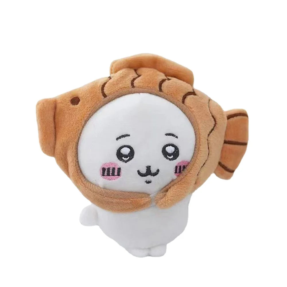 Cute Cross-dressing Chikawas Plush Doll hachiware Sanrio Taiyaki Headgear Self-deprecating Bear Keychain Bag Pendant Girl Gift