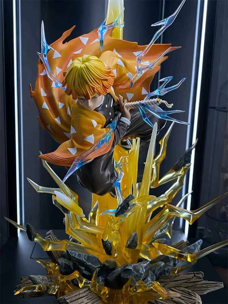 30cm Anime Demon Slayer Figure Agatsuma Zen'Itsu Luminous Double Headed Statue Action Figure Model Trend Toys Gift