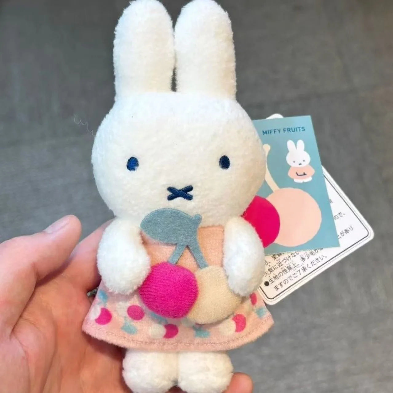 Kawaii Miffy Fruit Series Cherry Apple Pendant Keychain Cute Plush Doll Gift Toys