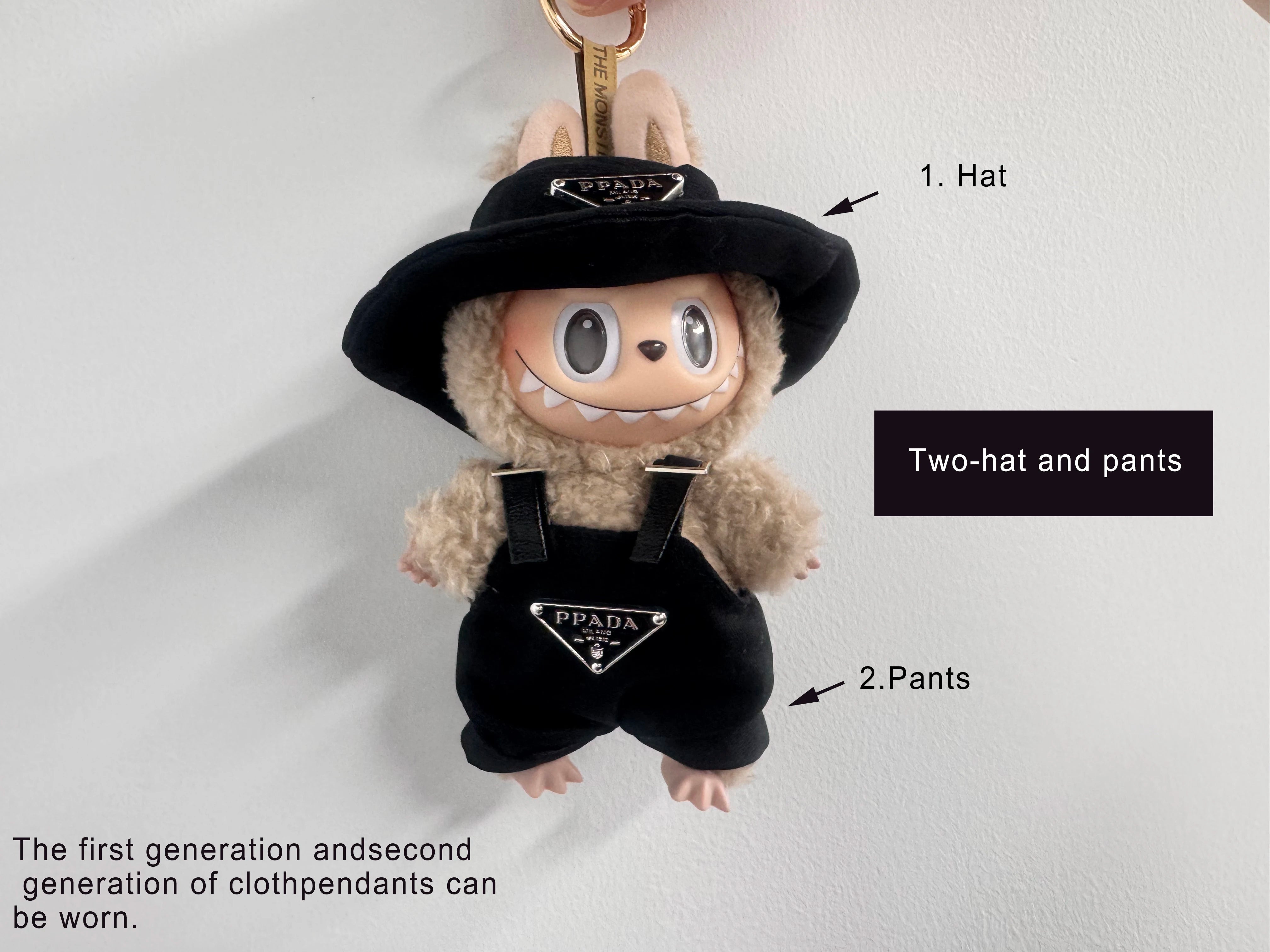 The first and second generations of Labubu only sell 17cm seated party clothes accessories inverted triangle workwear fashion (No Doll)