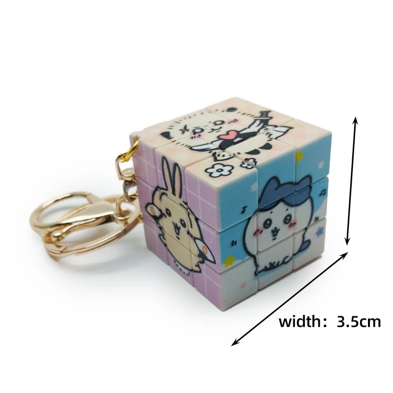 Chiikawa Rubik's Cube Key Chain Puzzle Cute Magic Cartoon Pencil Student Bag Hanging Decoration