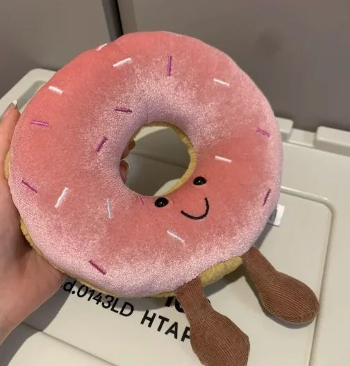 Jelly Cat 20cm Pink Donut Plush Doll Cute Dessert Bread Home Decoration Cat And Dog Interactive Toy Pet Gift
