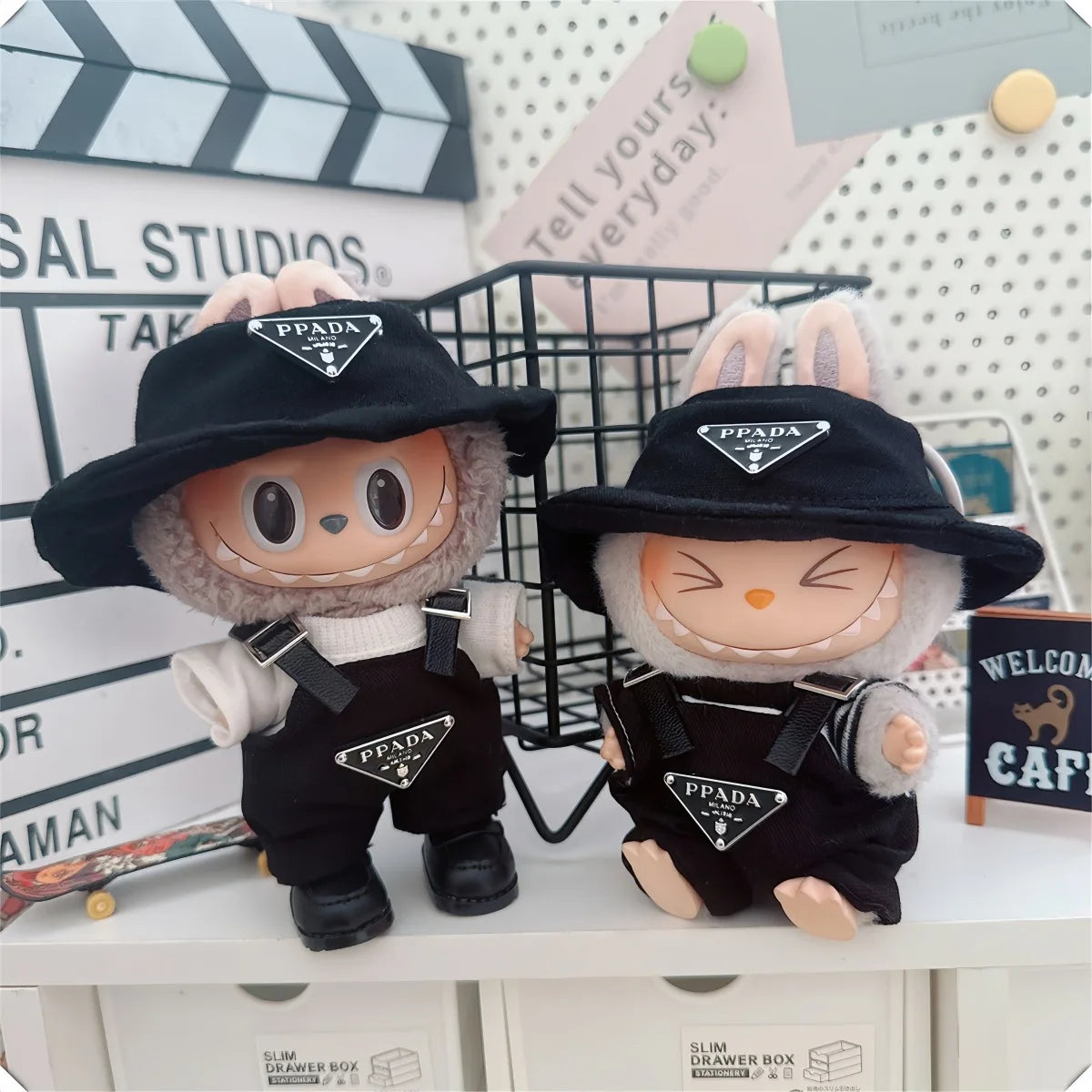 The first and second generations of Labubu only sell 17cm seated party clothes accessories inverted triangle workwear fashion (No Doll)