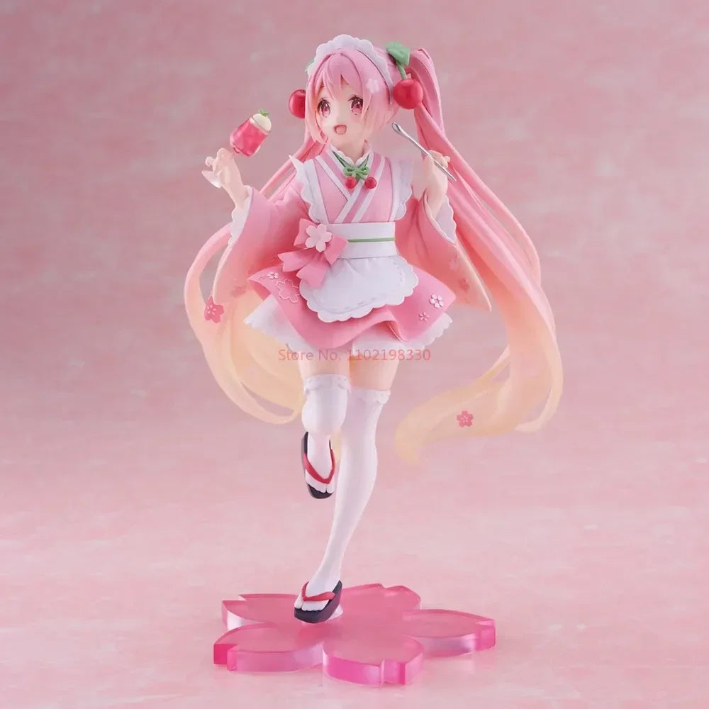 18CM TAITO Hatsune Miku Coreful Sakura Wafuu Kissa Ver. Maid Figure Anime Figurine Model Collectible Toys Kawaii Gift