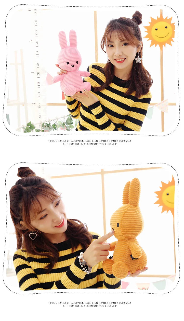 8Inch Kawaii Cute Striped Miffy Rabbit PP Cotton Stuffed Figure Toy Peripheral Doll Christmas Gift for Girls Boys
