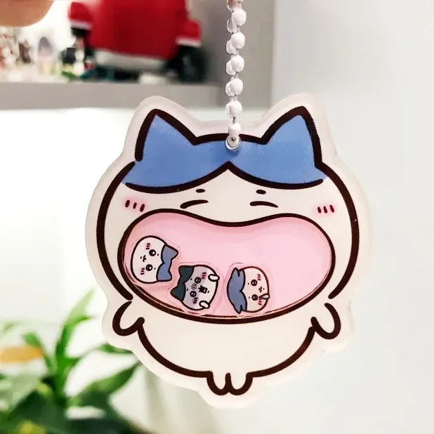 Cartoon Chiikawa Shaker Pendant Keychain Acrylic Usagi Hachiware Shaker Fun Bag Pendant Decoration Friend Gift