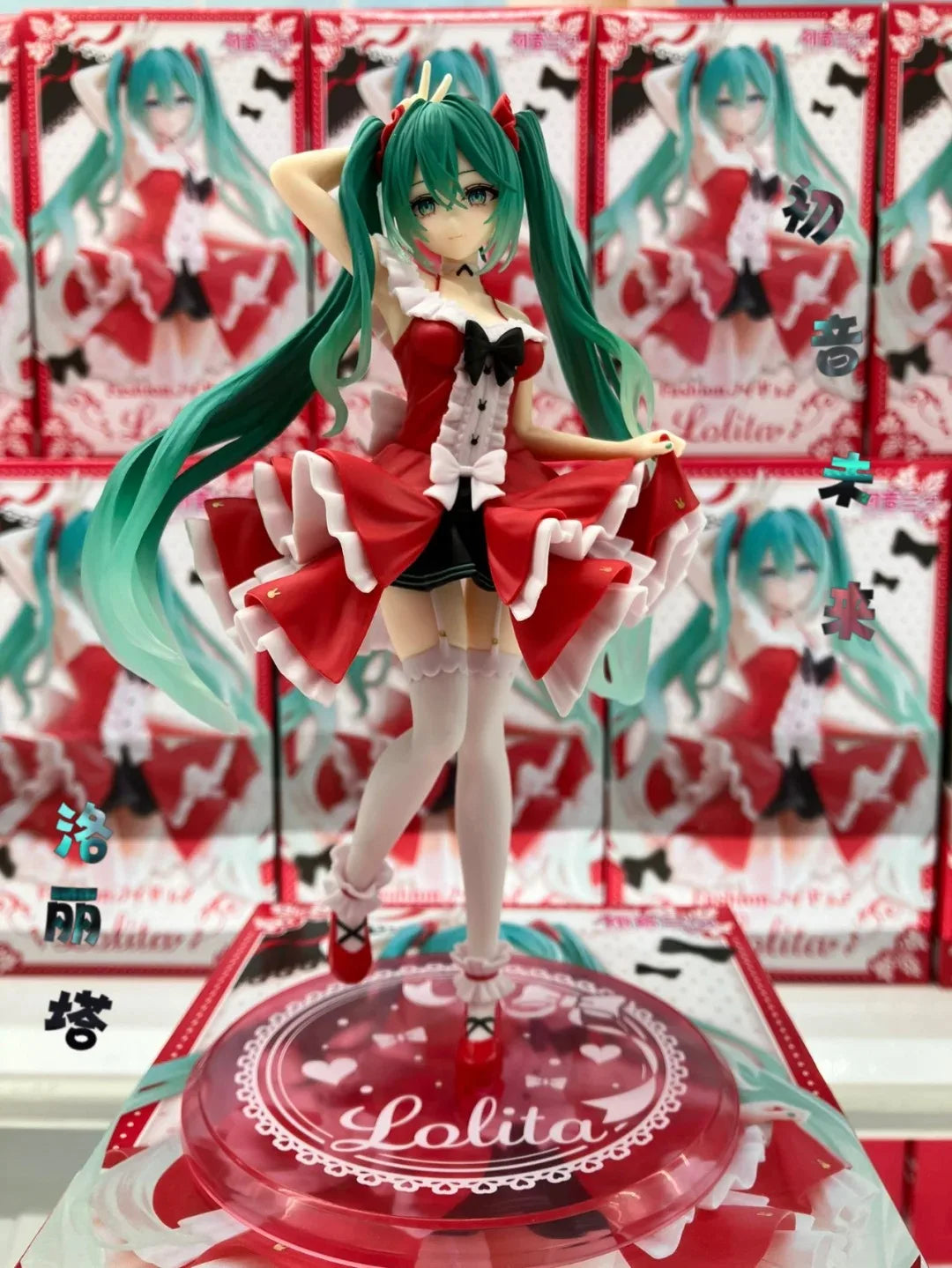 Anime hatsune miku figure mini character ornaments kawai pink green hatsune table decoration for home adult toy kid birthday