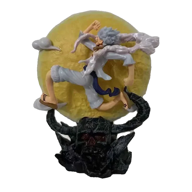 14cm One Piece Figure Gk Wh Liberation Warrior 5th Level Nika Luffy Luminous Moon Racing Nika Handmade Model Ornament Toy Gifts luffy statue