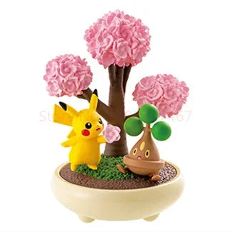 Original Re-ment Pokemon Potted Plant Figure Froslass Chespin Pikachu Squirtle Growlithe Lugia Model Action Figurine Xmas Gift