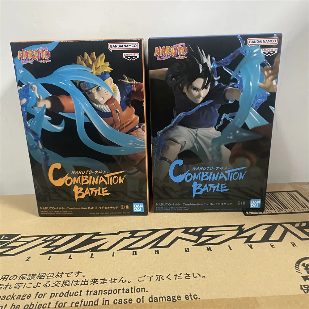 Original BandaiAnime Figure Naruto Combination Battle Naruto Uzumaki Uchiha Sasuke PVC Shippuden Action Figurine Toys