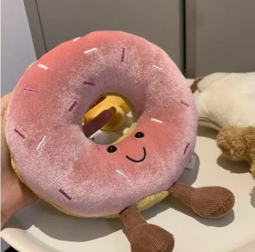 Jelly Cat 20cm Pink Donut Plush Doll Cute Dessert Bread Home Decoration Cat And Dog Interactive Toy Pet Gift