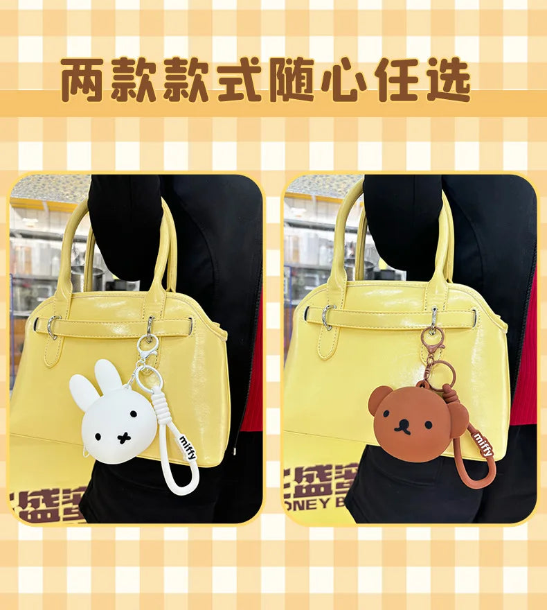 Kawaii Miffy Silicone Coin Purse Cute Mini Earphone Case Pendant Boris Coin Storage Bag Toy Gift for Gril