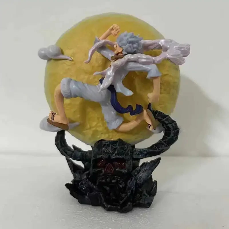 14cm One Piece Figure Gk Wh Liberation Warrior 5th Level Nika Luffy Luminous Moon Racing Nika Handmade Model Ornament Toy Gifts luffy statue