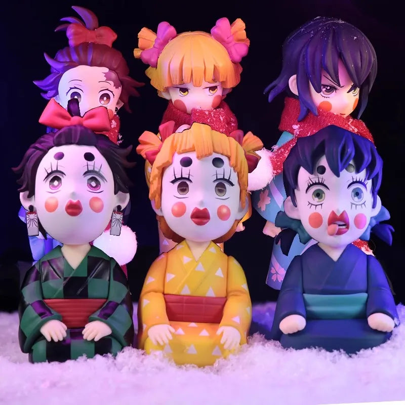 Demon Slayer flower Street Chapter Kamado Tanjirou Boxed Car Decoration Hand Action Figure Ornament Model Original Stock toys