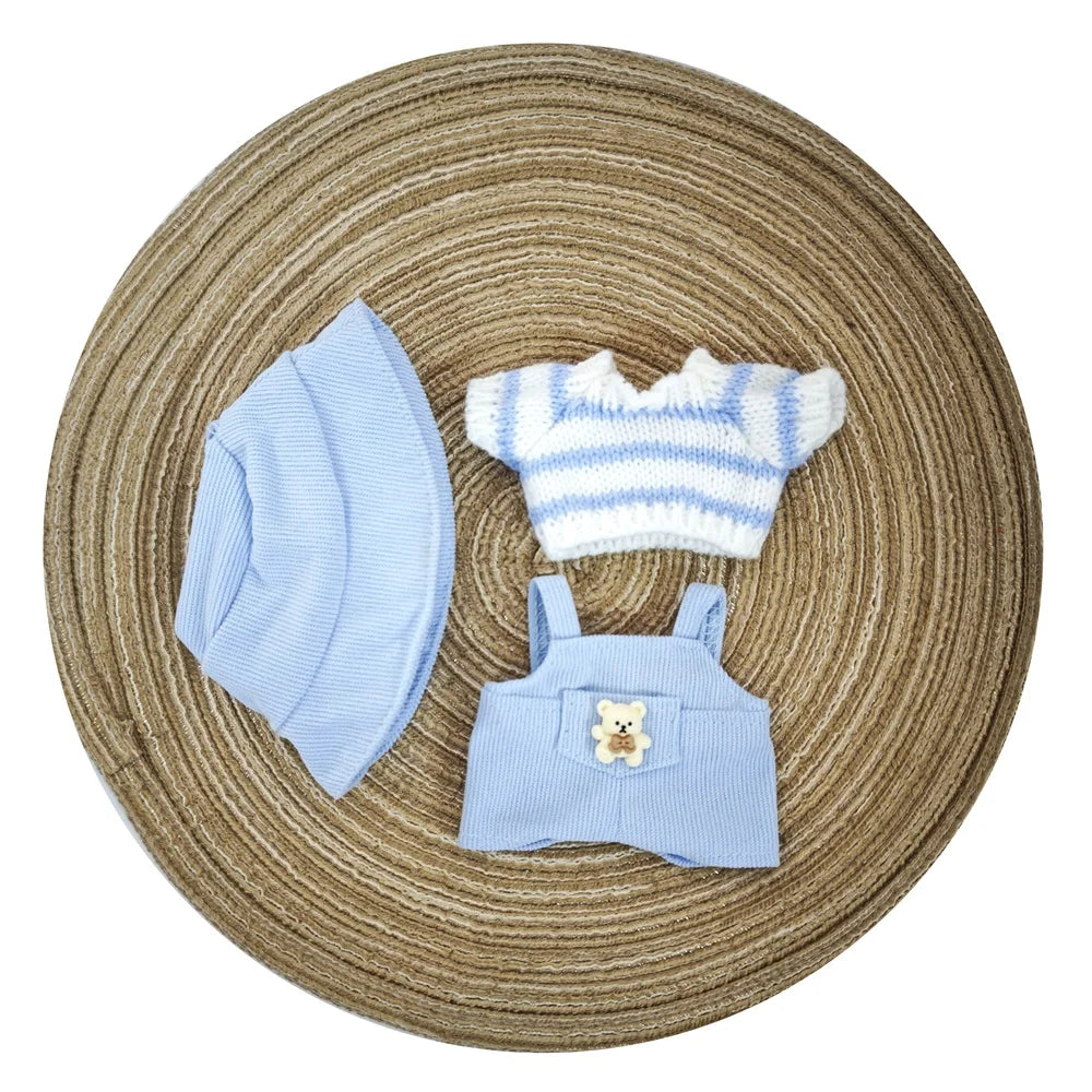 17cm doll clothes Labubu doll clothes casual versatile sweater fisherman hat overalls changing clothes