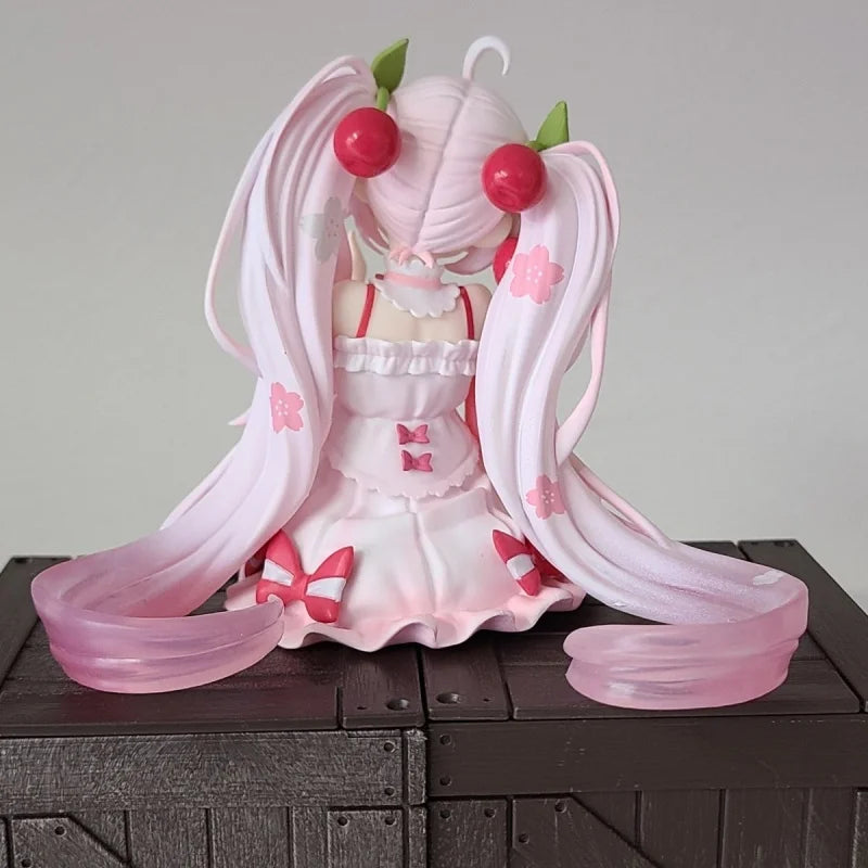 Sakura Miku Anime Toy Cute Hatsune Miku Pretty Girl Sitting Style Figurine Model Collection Toy Gifts
