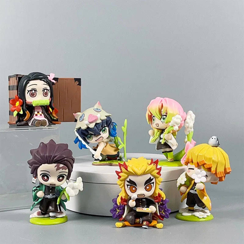 Demon Slayer Anime 9cm Model Figures Tanjirou Nezuko Zenitsu Kyoujurou Kanroji Dolls Action Figure Toys for Kids Birthday Gift