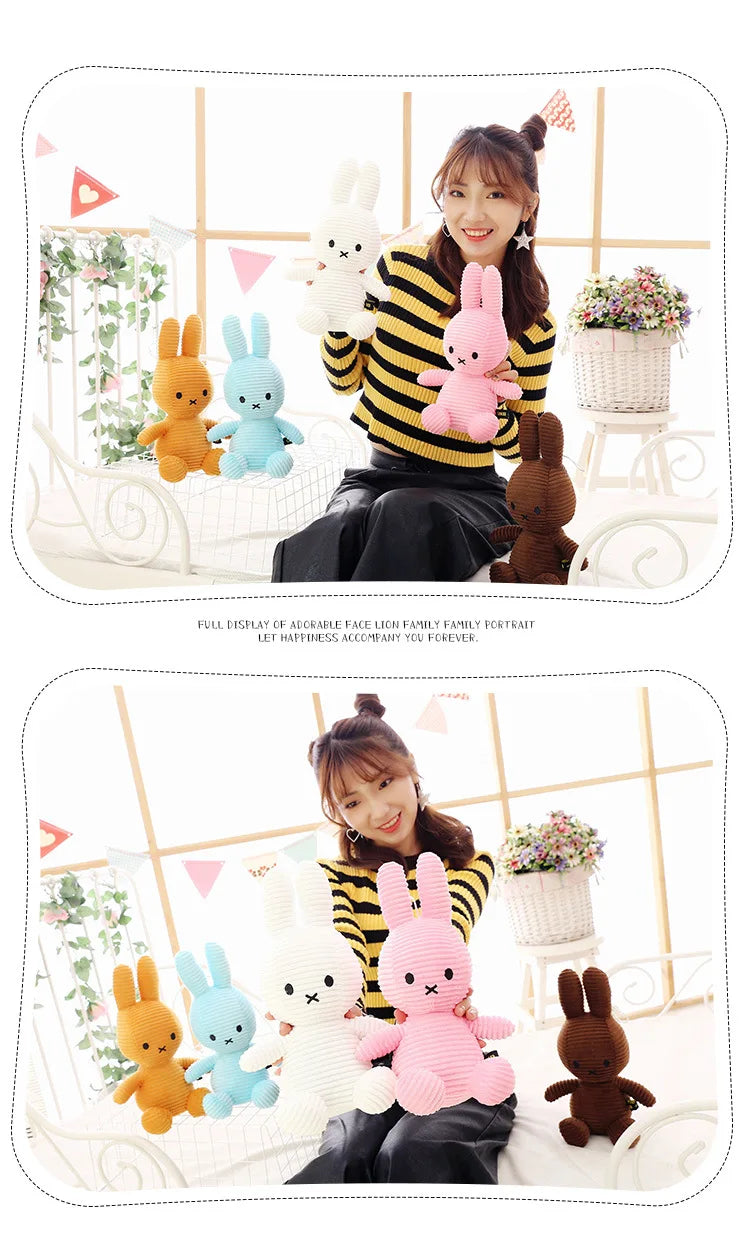 8Inch Kawaii Cute Striped Miffy Rabbit PP Cotton Stuffed Figure Toy Peripheral Doll Christmas Gift for Girls Boys