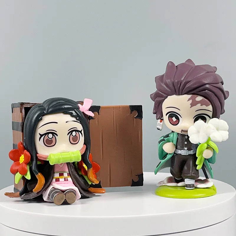 Demon Slayer Anime 9cm Model Figures Tanjirou Nezuko Zenitsu Kyoujurou Kanroji Dolls Action Figure Toys for Kids Birthday Gift