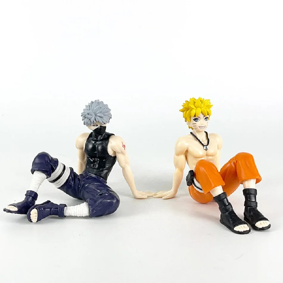 2pcs Anime Naruto Shippuuden Hatake Kakashi Uzumaki Naruto Figure Tenohira Sitting Model Toy Gift Collection Action Figure PVC