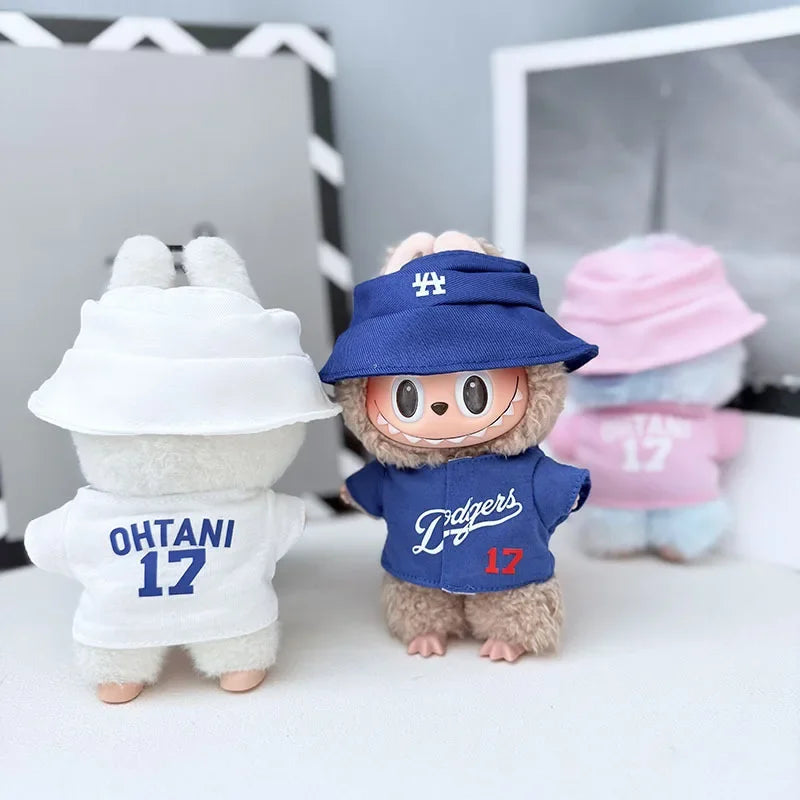 The first, second and third generations of Labubu clothes pendant Labubu sitting baby clothes LA baseball suit trend