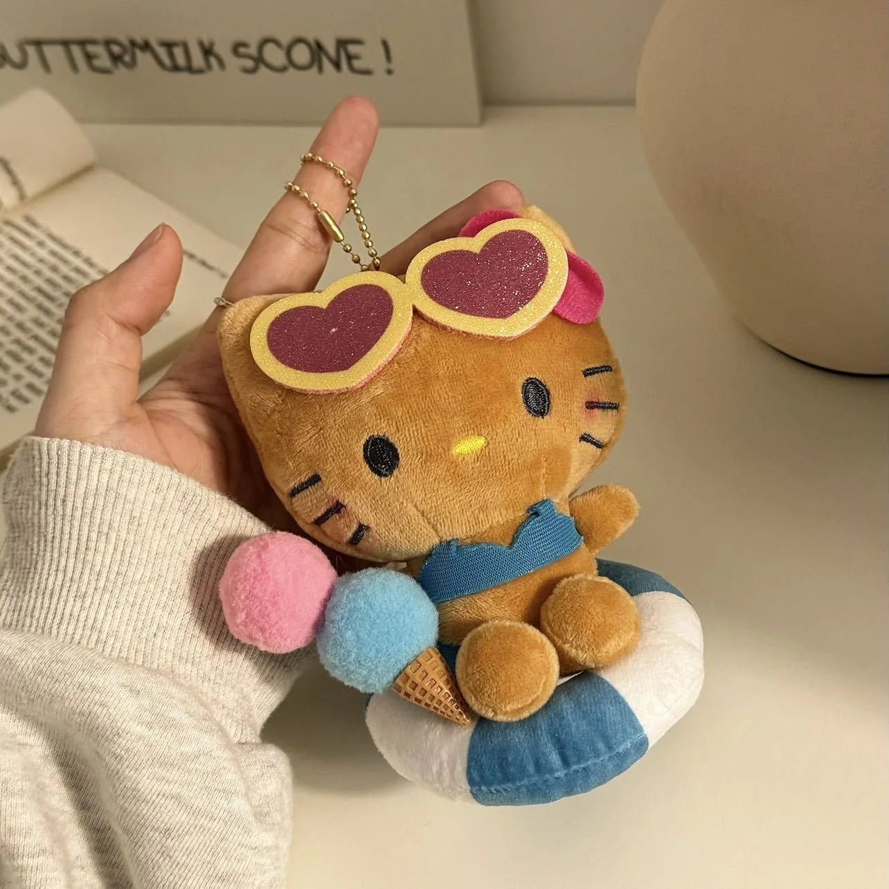 10cm Sanrio Plush Stuffed Soft Doll Keychain Cartoon Hello Kitty Plushies Bag Pendant Accessories Girls Gift Kids Toys