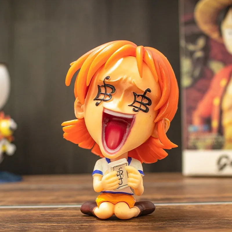 9CM Q Luffy Zoro Nami Anime One Piece Peripheral Sanji Robin Boa Hancock Ace Action Figure Toys Collection PVC Model Doll Gifts