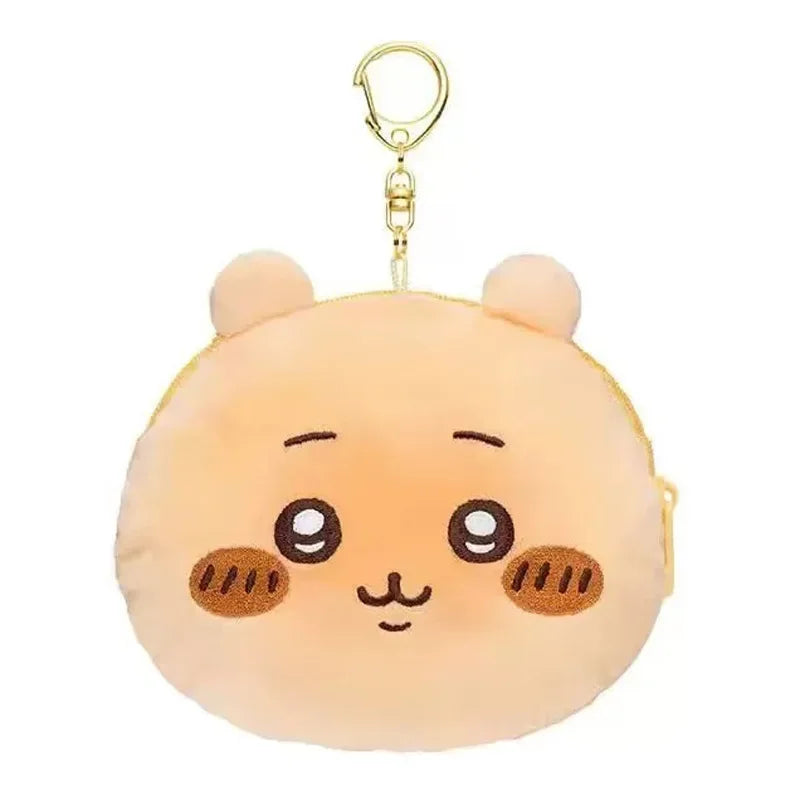 Kawaii Chiikawa Dorayaki Plush Backpack Pendant Anime Usagi Girl's Heart Cute Pinch Bread Plush Headphones Bag Coin Purse