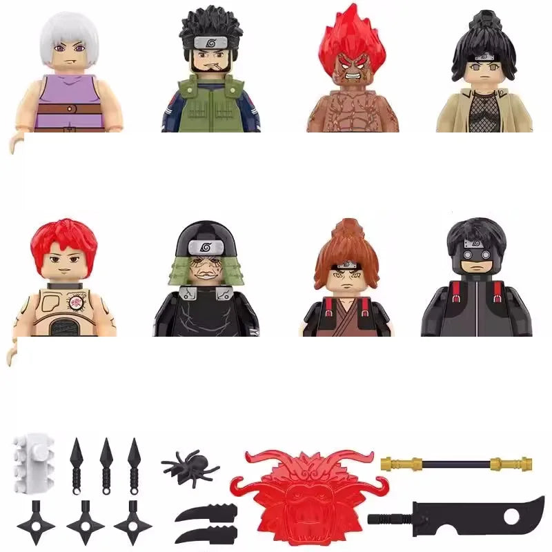 Naruto Sasuke Sakura Kakashi Obito Jiraiya Tsunade Anime Mini Man Blocks Figure