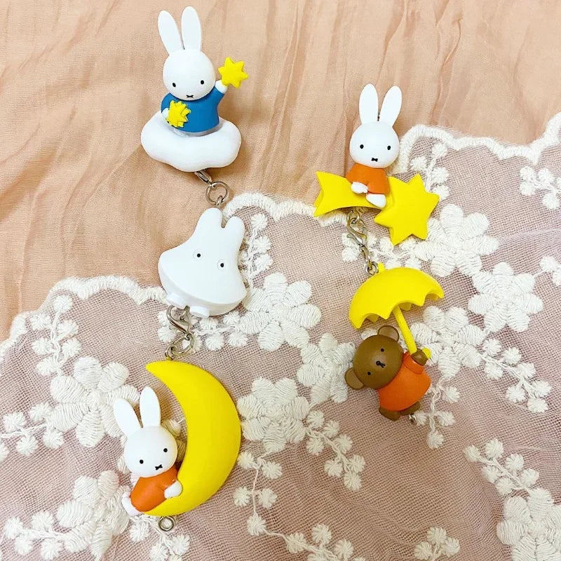 TAKARA TOMY Gashapon Toys Miffy Starry Sky Key Chain Moon Stars Clouds Rabbit Model Toys Backpack Decoration Pendant Kids Gifts