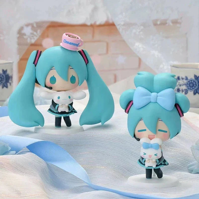 Anime Hatsune Miku Cinnamoroll Antion Figure Cute Beautiful Miku Cartoon Figurine Q Version PVC Model Decorations Children Gift
