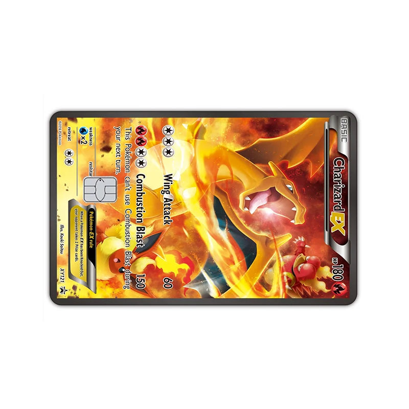 27 Options Available PTCG Charizard Credit Card Skin Sticker Anti-degaussing No Adhesive Residue for VISA Card Debit Card Anime