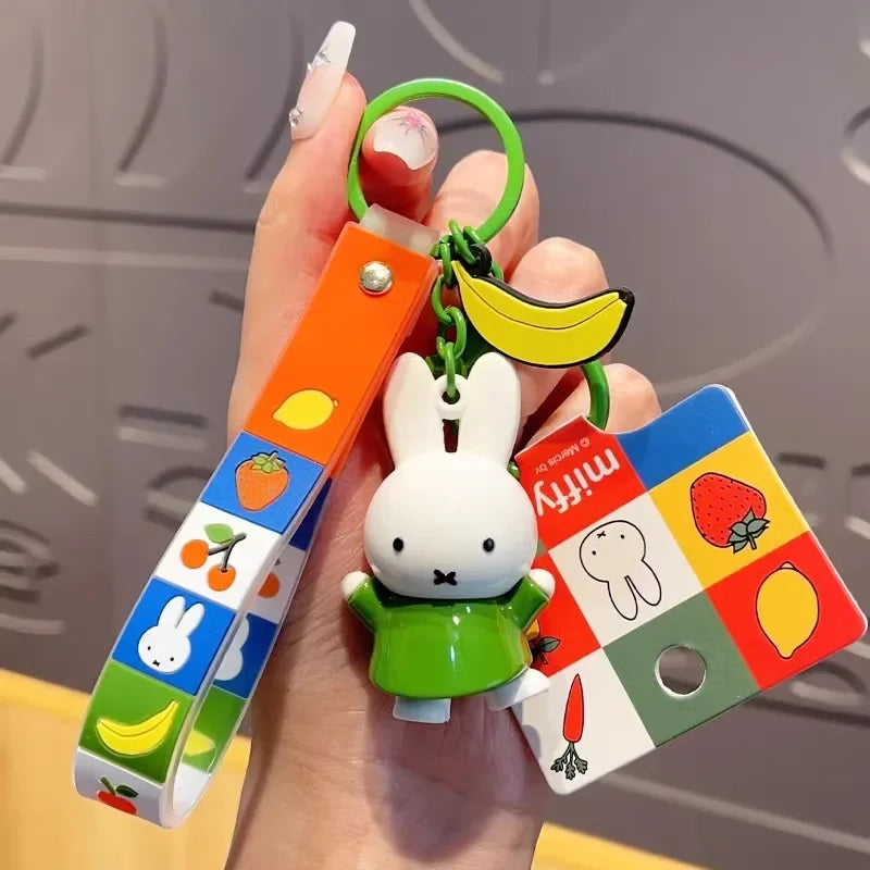 Kawaii Miffy Cute Doll Fruit Series Keychain Backpack Pendant Boy and Girl Toy Gift