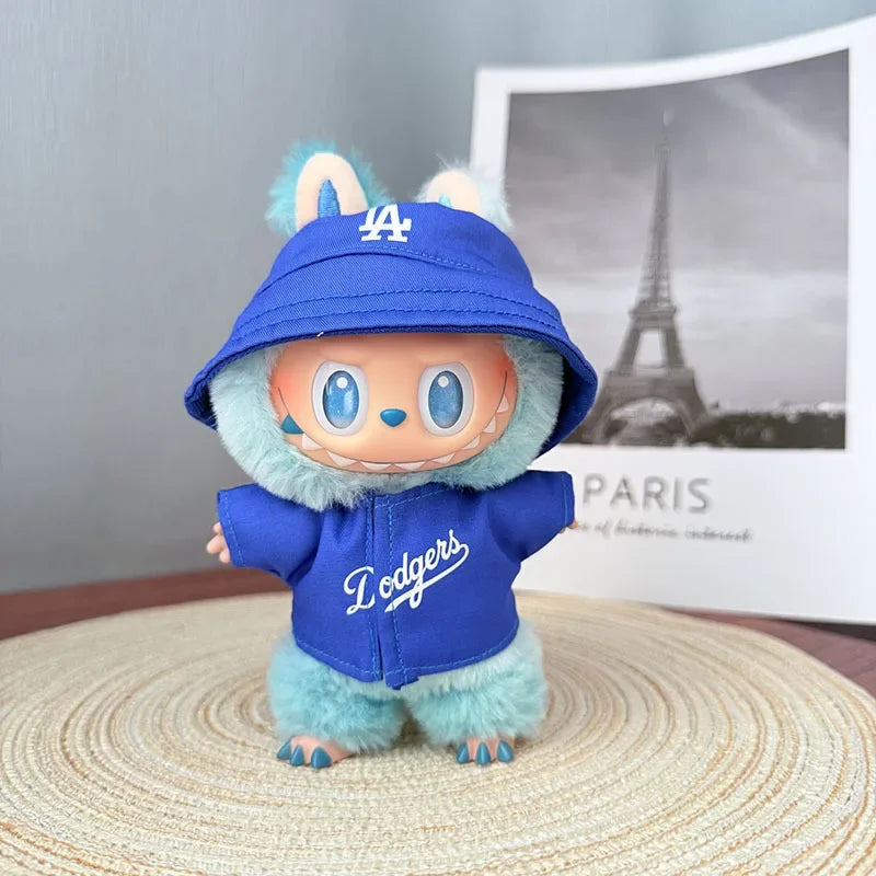 The first, second and third generations of Labubu clothes pendant Labubu sitting baby clothes LA baseball suit trend