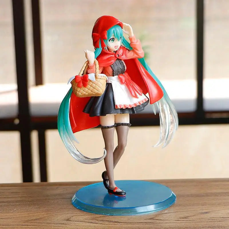 18cm Hatsune Miku Anime Action Figure Manga Statue PVC Catoon Kawaii Little Red Miku Collectible Model Toys Boxed Decoration