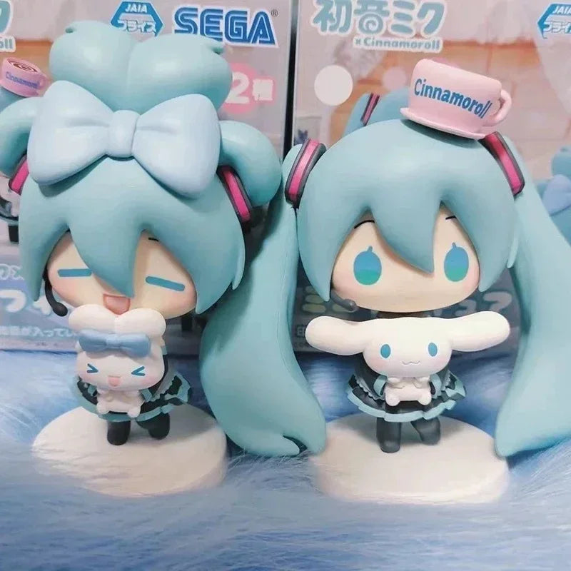 Anime Hatsune Miku Cinnamoroll Antion Figure Cute Beautiful Miku Cartoon Figurine Q Version PVC Model Decorations Children Gift