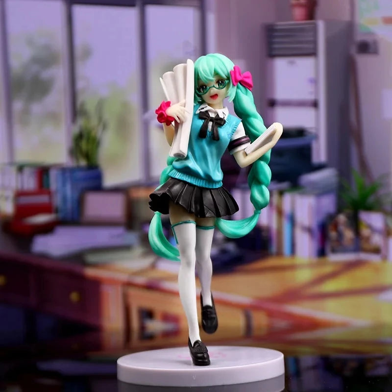 19CM Anime Hatsune Miku 16th Anniversary Commemorative School Uniform Luminasta Figure Action Figure Model Toys For Kids Gift