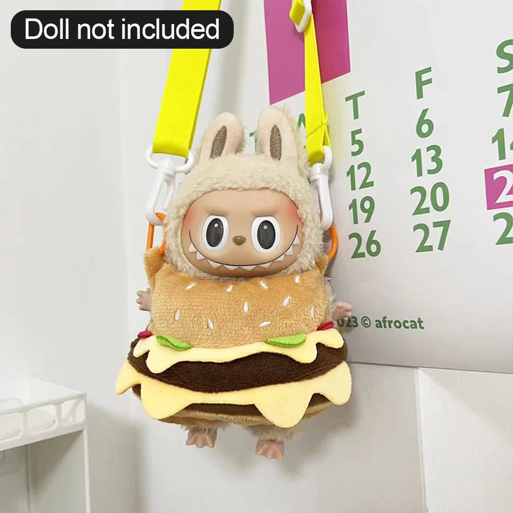 For 17cm Labubu Dolls Accessories DIY Doll Clothes Heartbeat Long Eared Furry Rabbit Costume Cartoon Dress Up Labubu Outfit