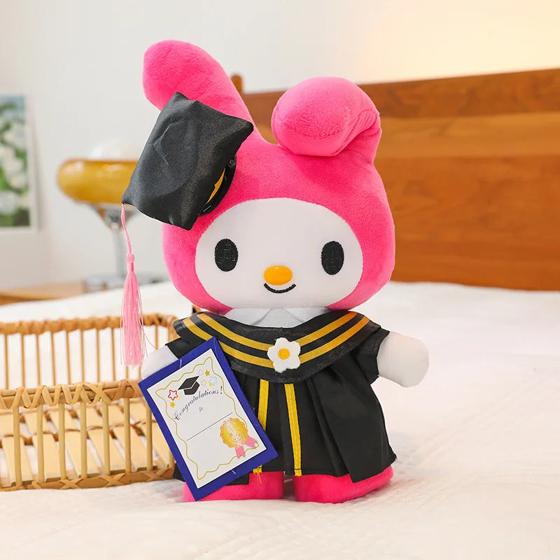 Sanrio Anime Plush Cinnamoroll My Melody Kuromi Hello Kitty Graduation Plushie Doll Kawaii Soft Stuffed Graduation Gifts