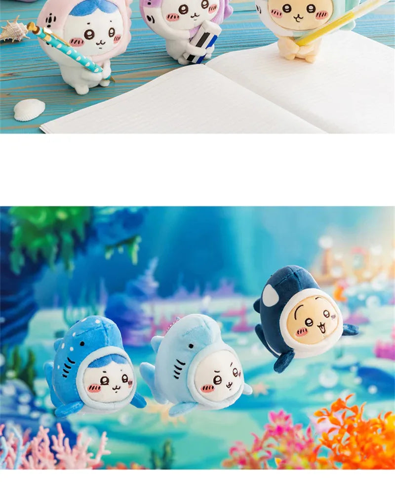 12CM Kawaii Chikawas Hachiware Usagi Marine Animal Series Plushie Doll Toy Keychain Pendant Cute Cartoon Bag Pendant Girl Gift