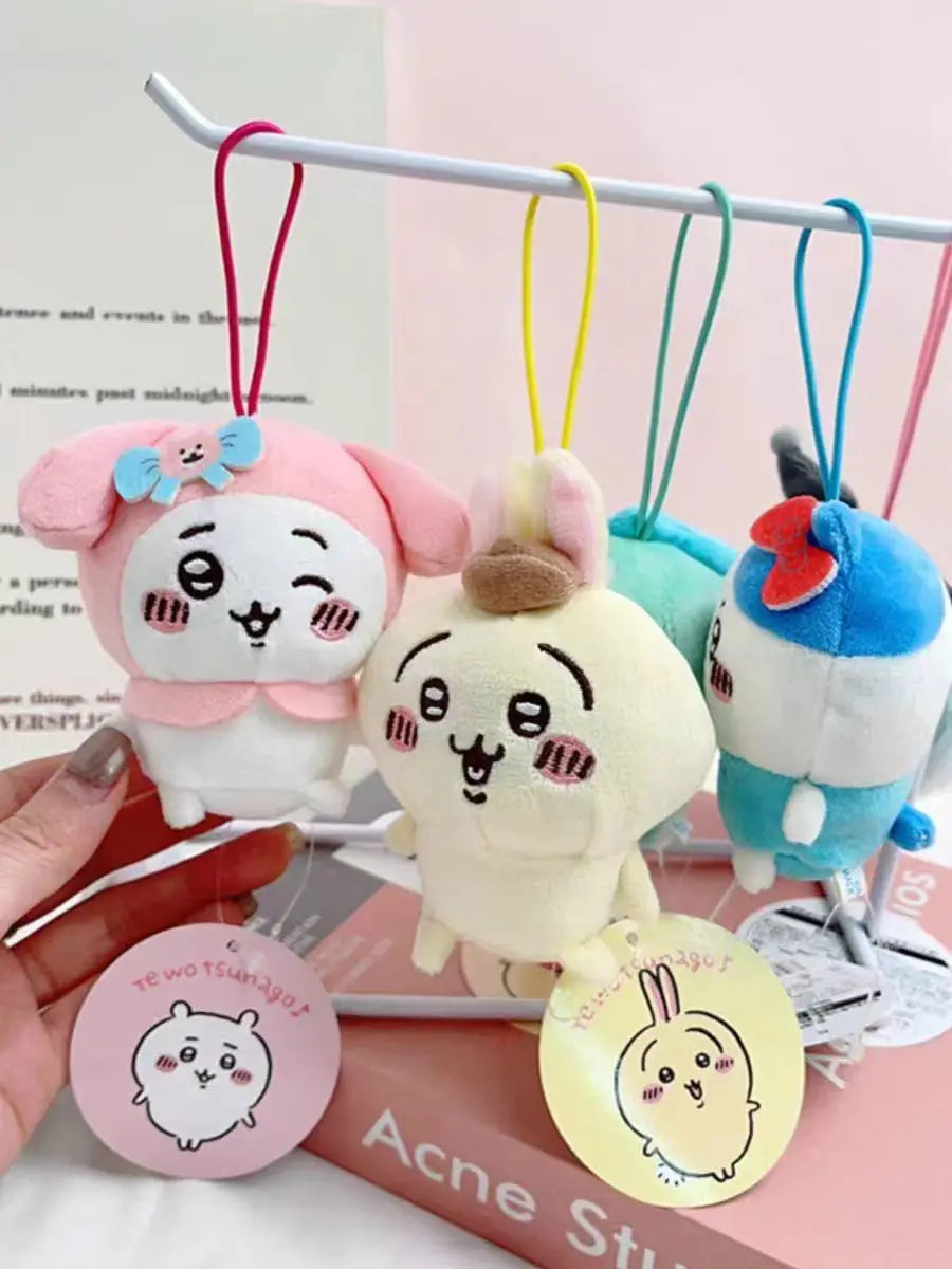 Chiikawa Self-deprecating Bear Collaboration Sanrioin Plush Doll Helo Kiity1 Melodyi Kuromev Sachiji Plush Toy Keychain Decorate