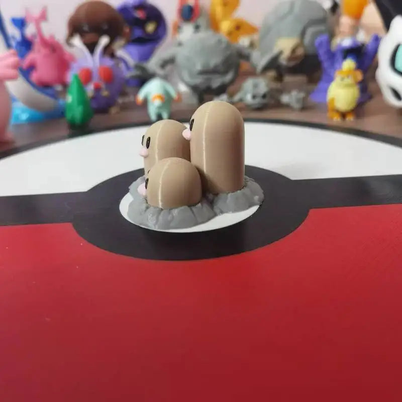 Anime Figures Dugtrio Diglett Slowpoke Proportion World 1:20 Diy 3D Printing Cute Cartoon Character Desktop Model Kid Gifts Toy