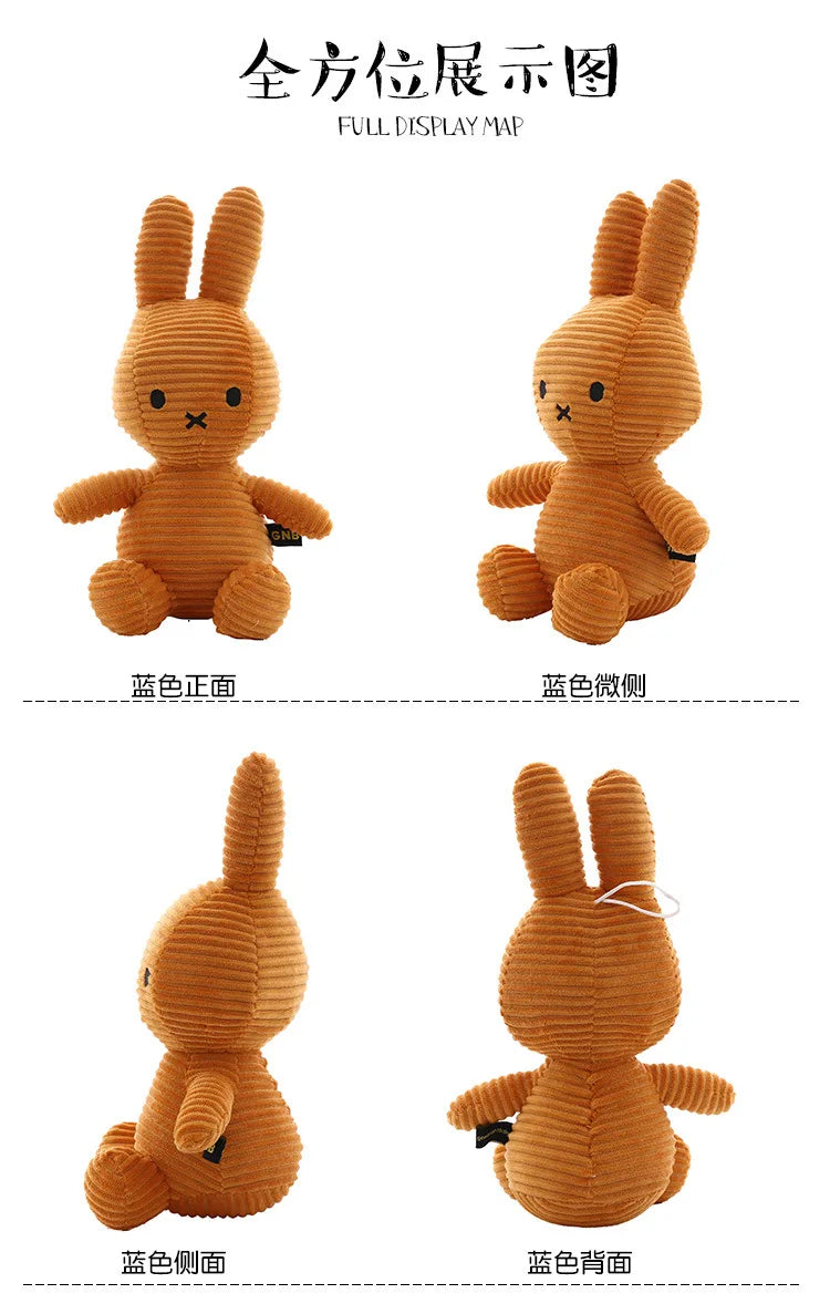8Inch Kawaii Cute Striped Miffy Rabbit PP Cotton Stuffed Figure Toy Peripheral Doll Christmas Gift for Girls Boys