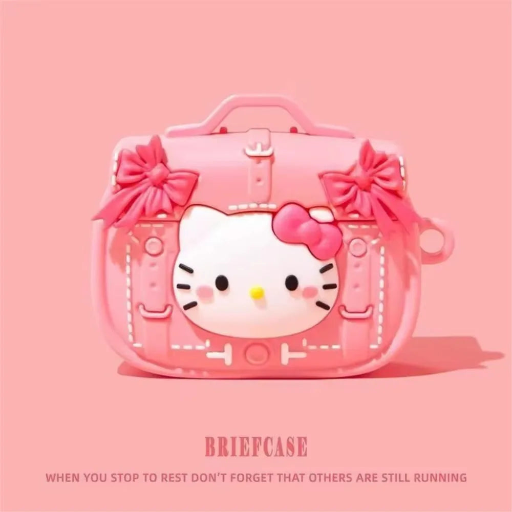 for AirPods 4 Case 3D Briefcase Hello Kitty Earphone Case for AirPods Pro 1 2 3 Cartoon Silicone Cover for Pro2 With Pendant